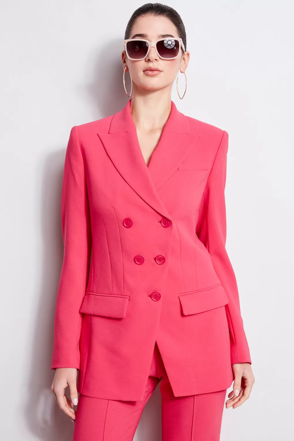 Flash Sale Elie Tahari 5 Button Double Breasted Blazer TROPIC PINK