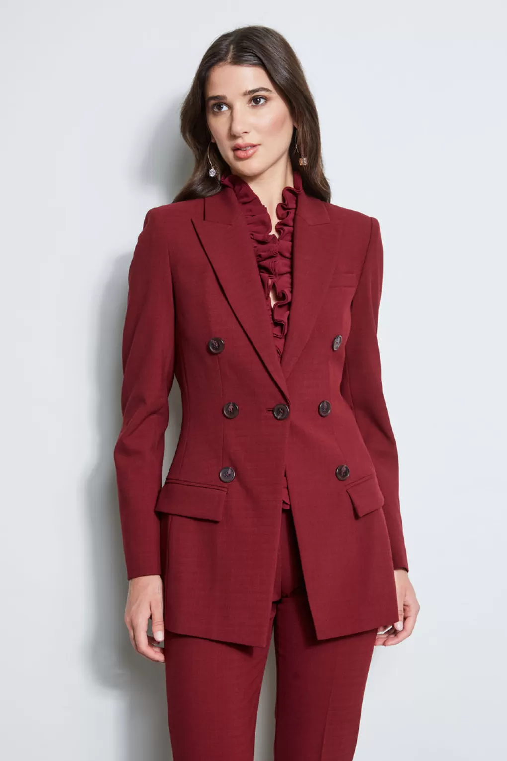 Outlet Elie Tahari 7 Button Blazer BORDEAUX