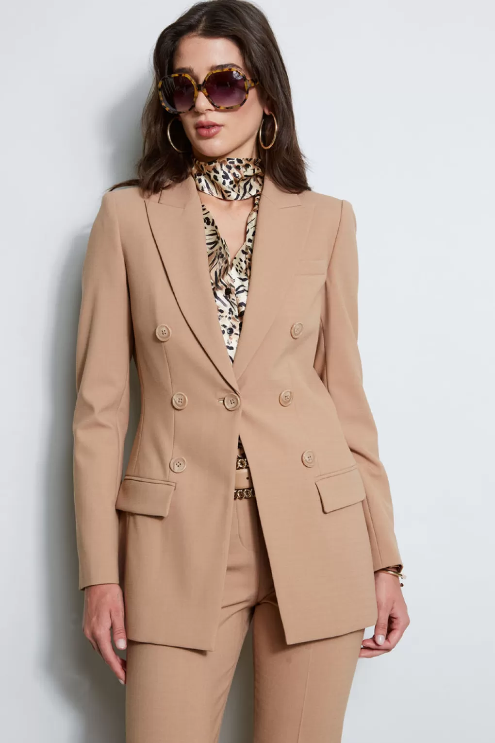 Fashion Elie Tahari 7 Button Blazer CAMEL