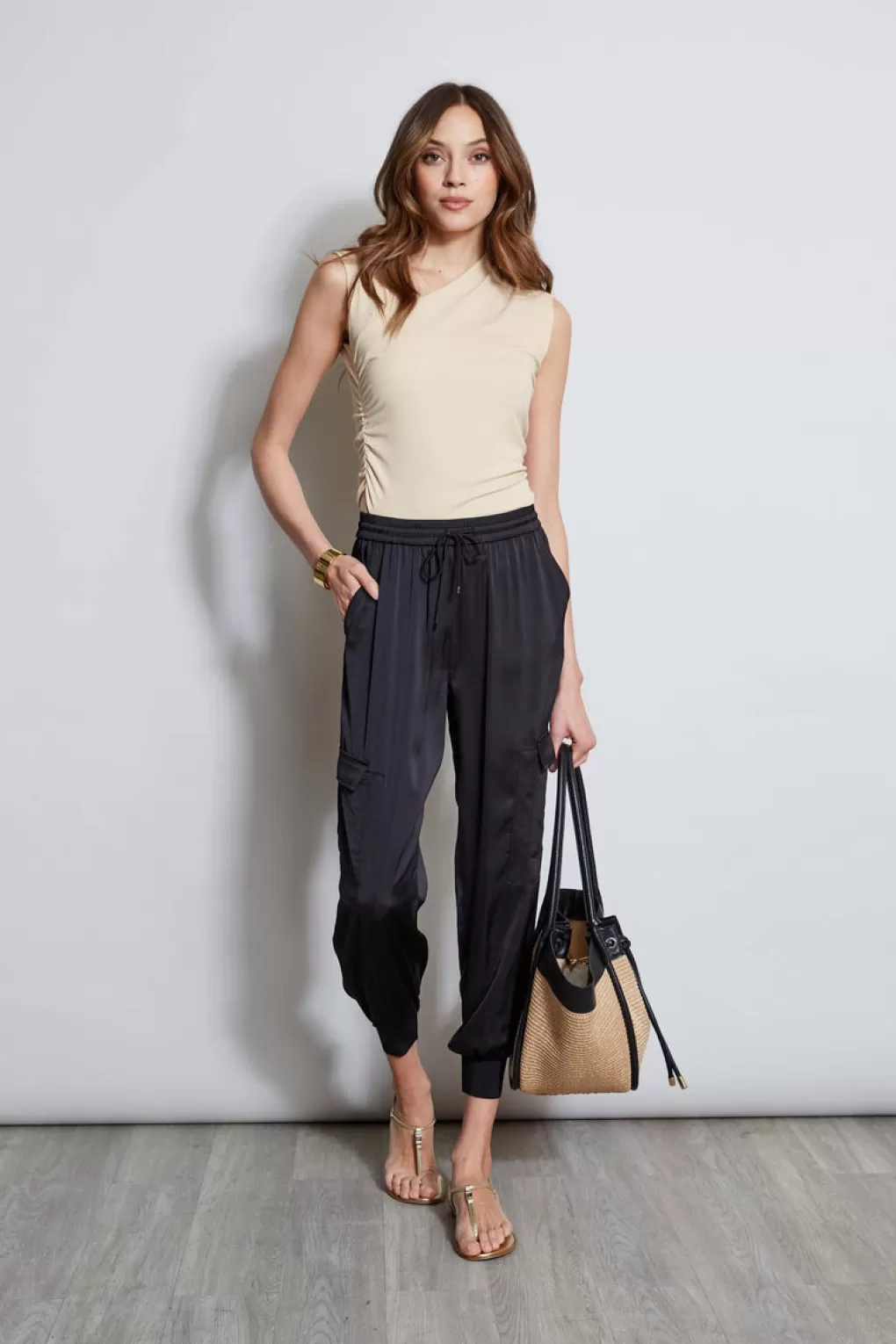 Sale Elie Tahari Asymmetric Rib Knit DRIFTWOOD