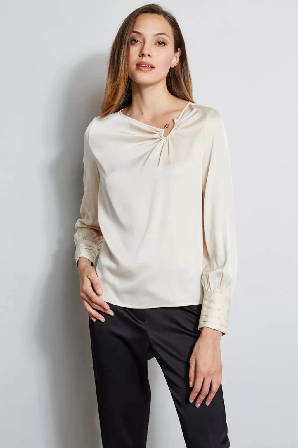 Flash Sale Elie Tahari Asymmetric Silk Pearl Shirt SATIN SLIPPER