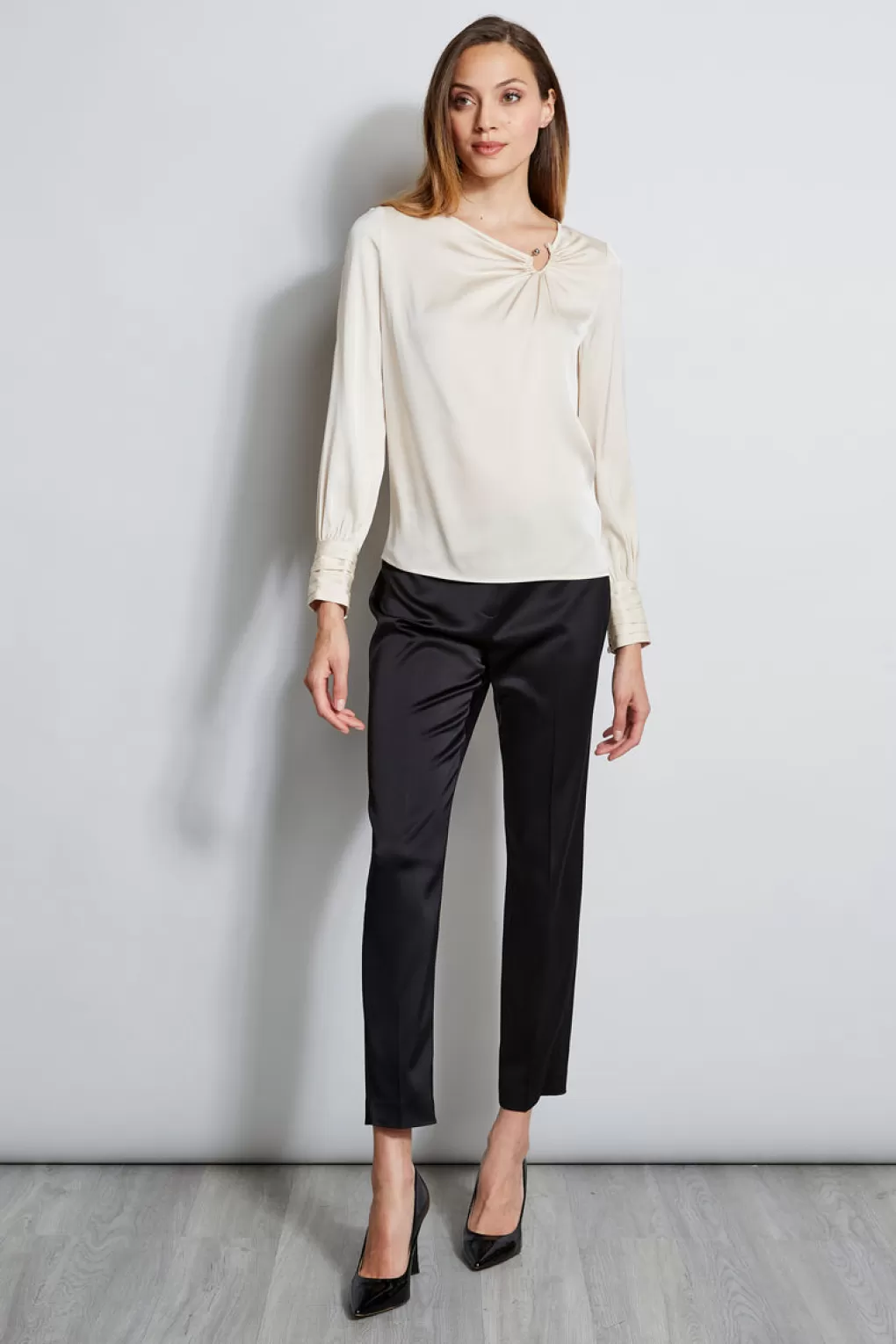 Flash Sale Elie Tahari Asymmetric Silk Pearl Shirt SATIN SLIPPER