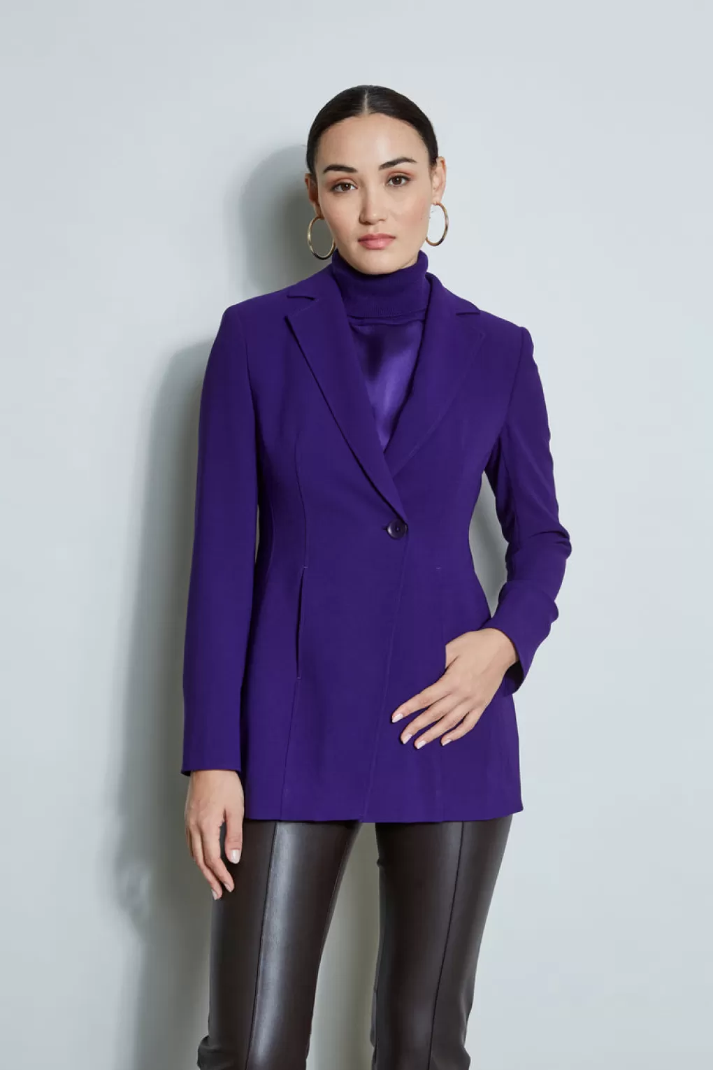 Cheap Elie Tahari Asymmetric Single Button Blazer WINTER PLUM