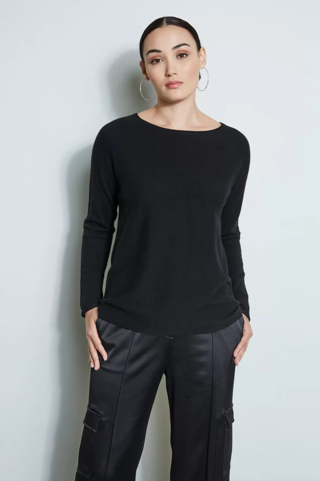 Flash Sale Elie Tahari Cashmere Merino Sweater BLACK