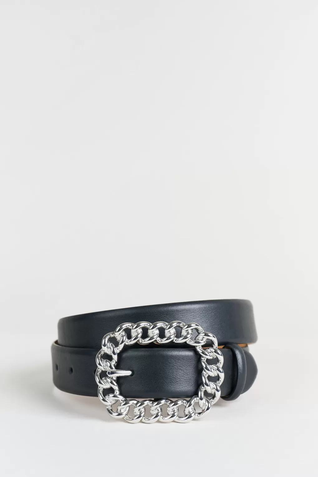 Best Sale Elie Tahari Chain Buckle Belt Black-Silver