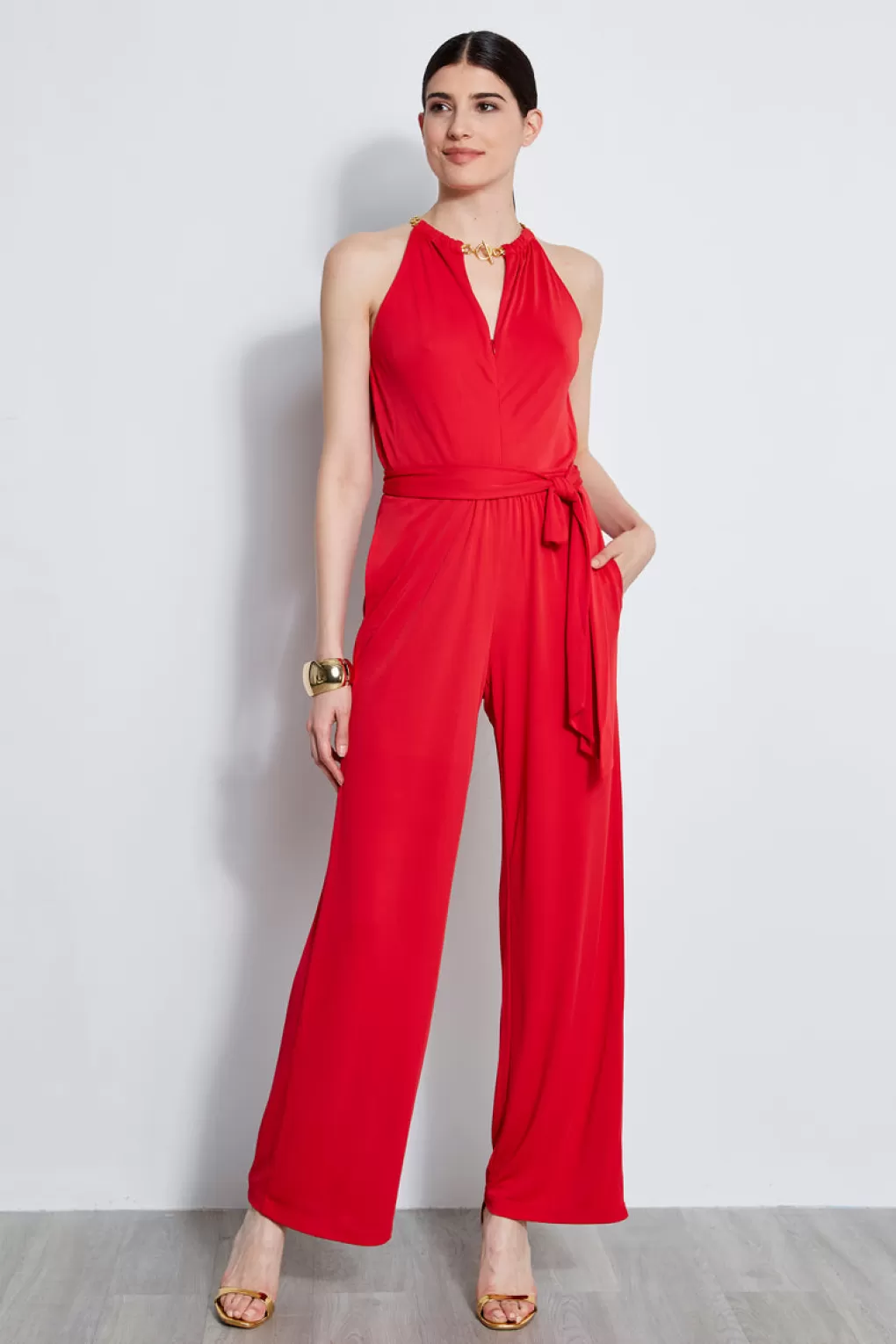 Cheap Elie Tahari Chain Jersey Jumpsuit BLAZE RED