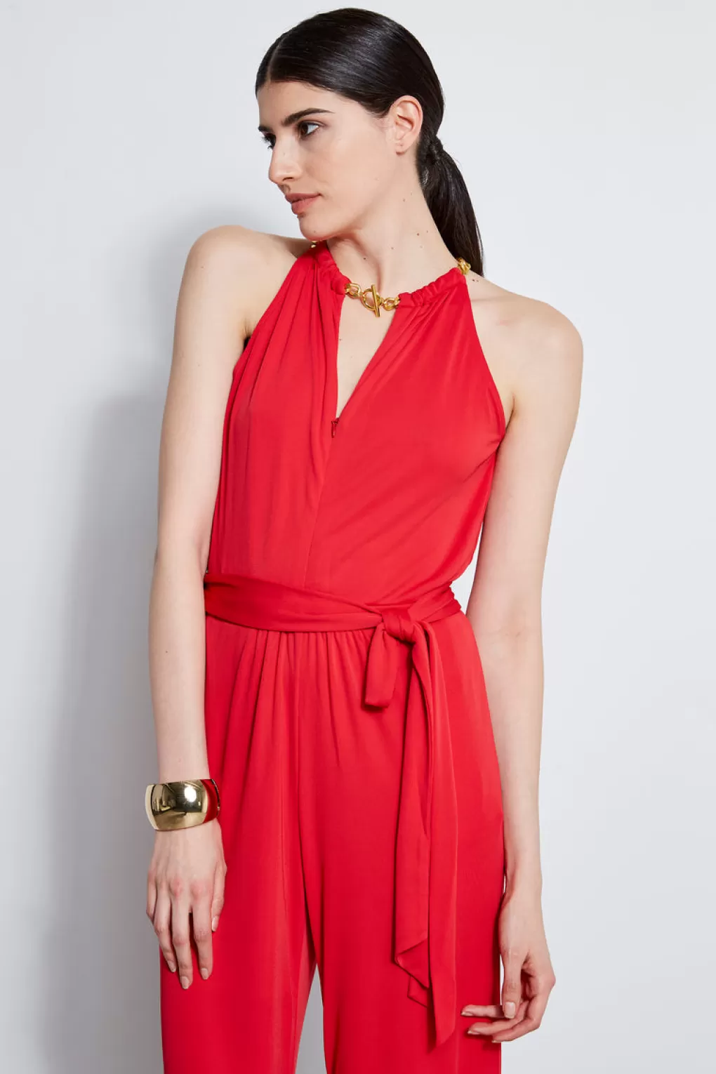 Cheap Elie Tahari Chain Jersey Jumpsuit BLAZE RED