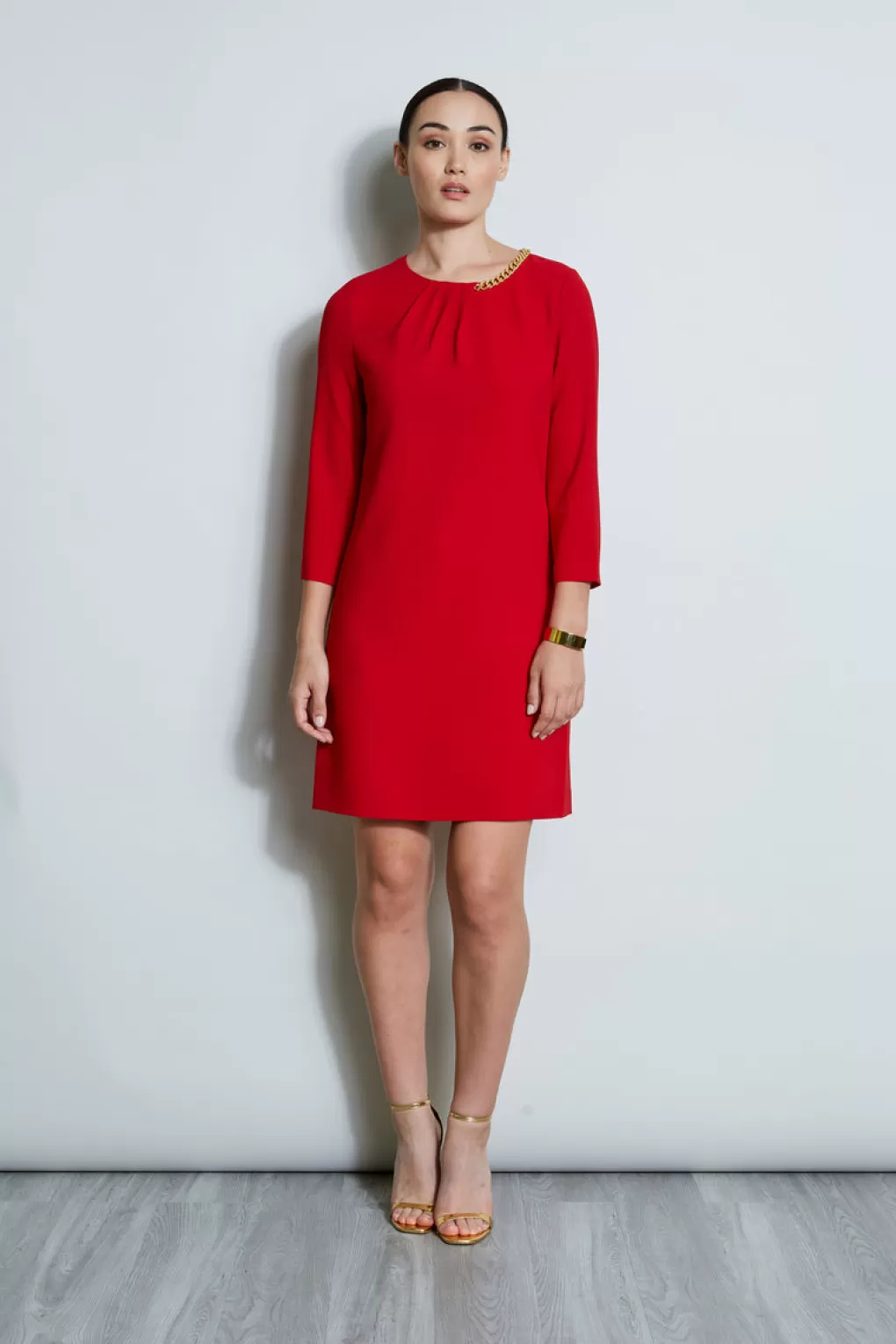 Discount Elie Tahari Chain Shift Dress FLAME RED