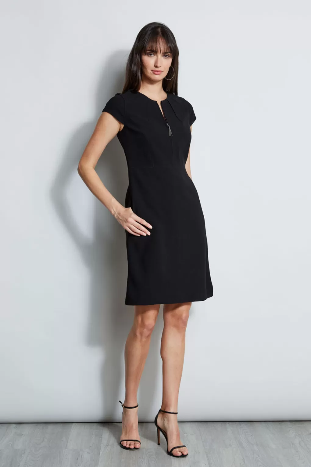 Outlet Elie Tahari Chain Zip Dart Dress BLACK