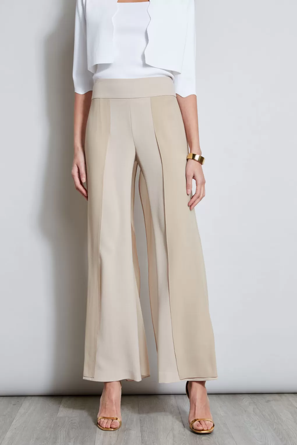 Discount Elie Tahari Chiffon Panel Pant ISLAND SAND