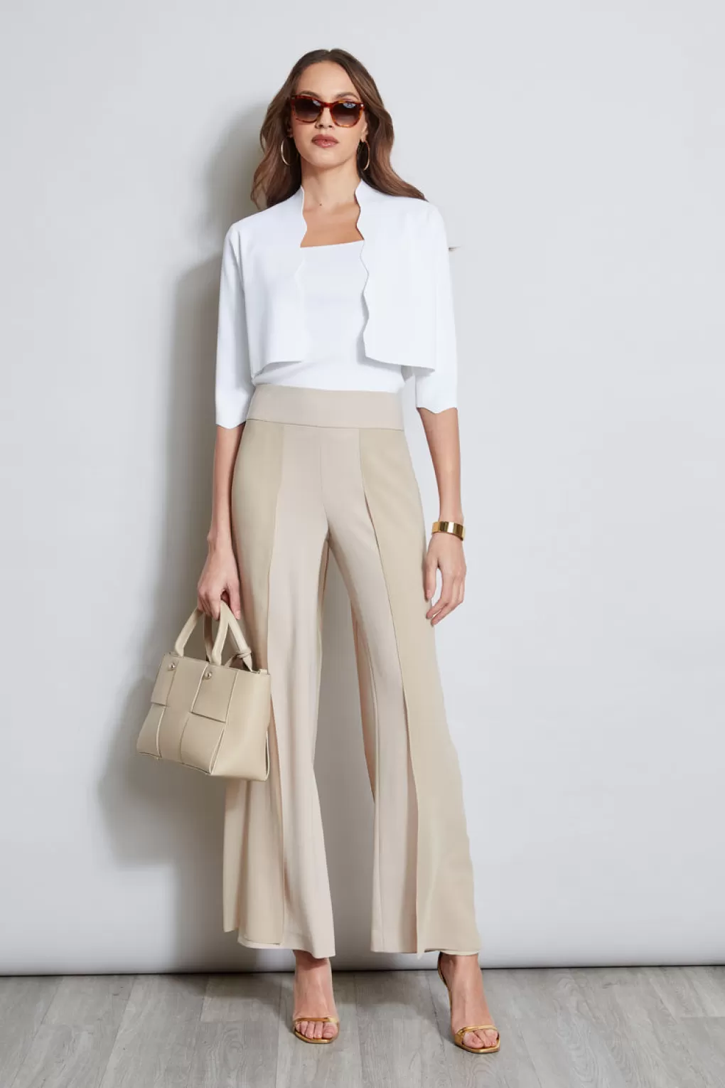 Discount Elie Tahari Chiffon Panel Pant ISLAND SAND