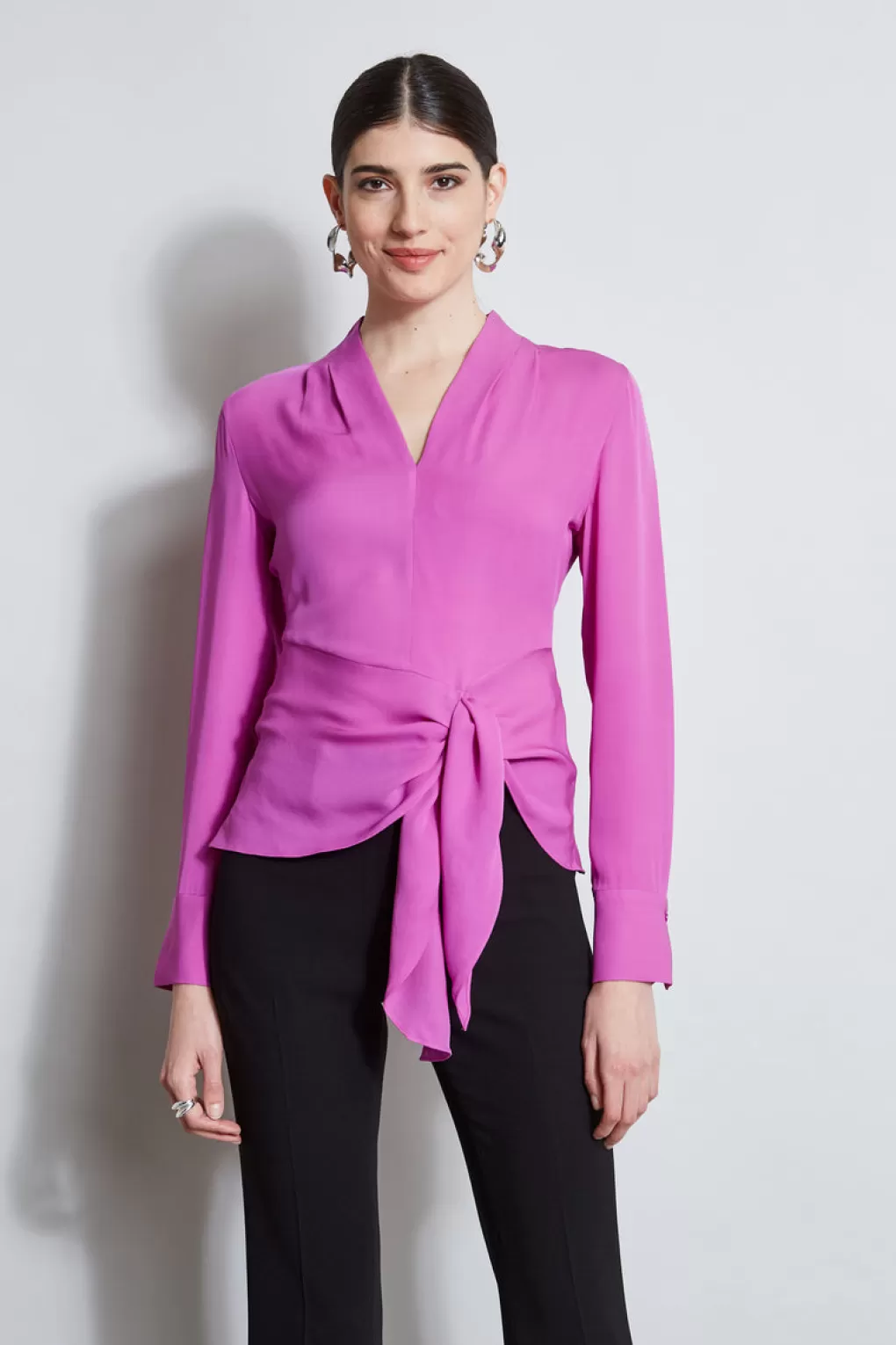 Fashion Elie Tahari Contour Side Tie Shirt PEONY