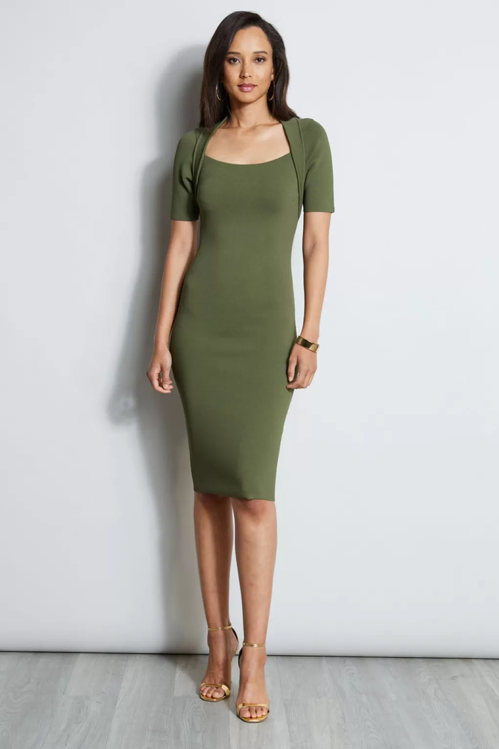 Fashion Elie Tahari Contour Sweater Dress TUSCAN