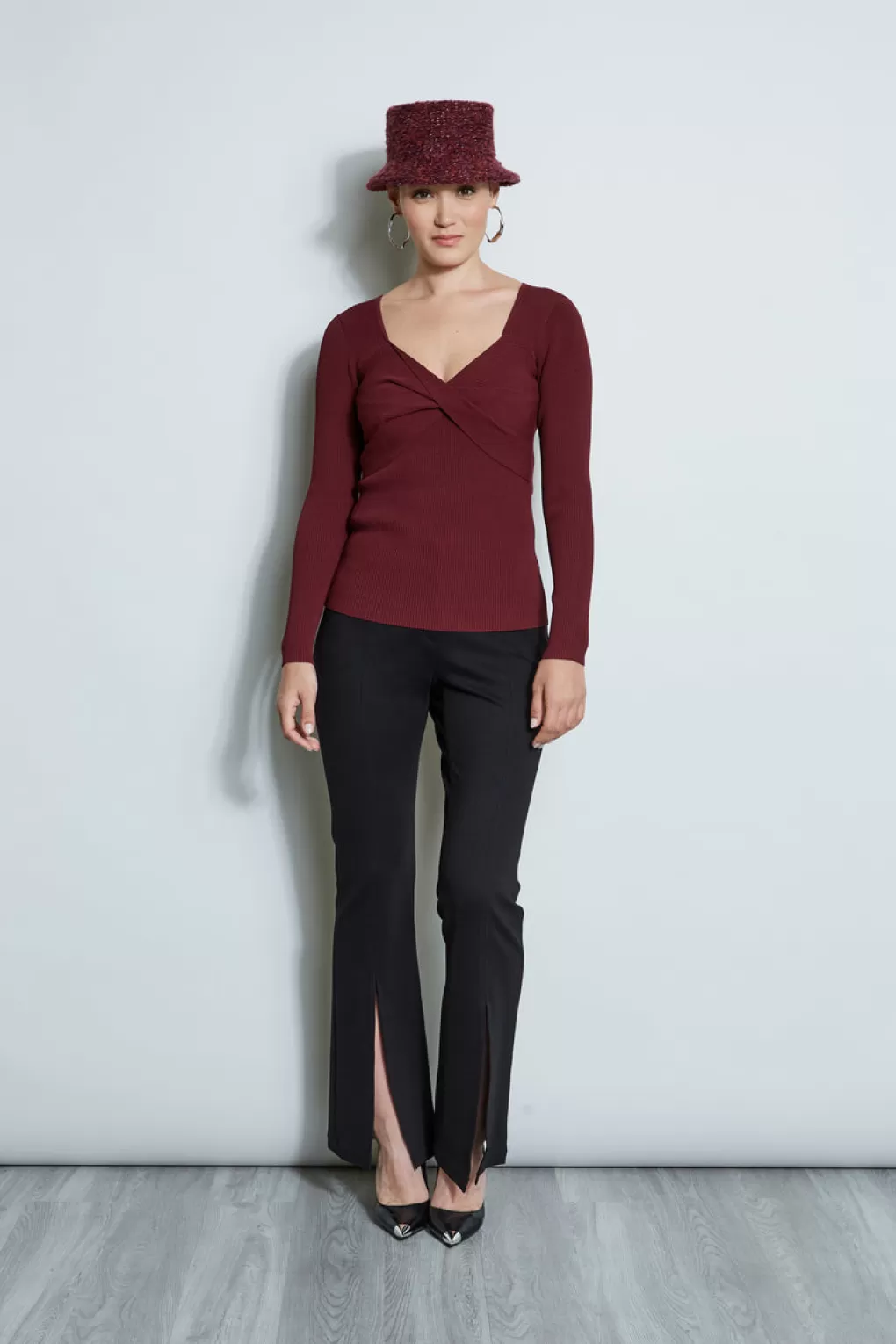 Best Elie Tahari Contour Twist Sweater BLACK CHERRY