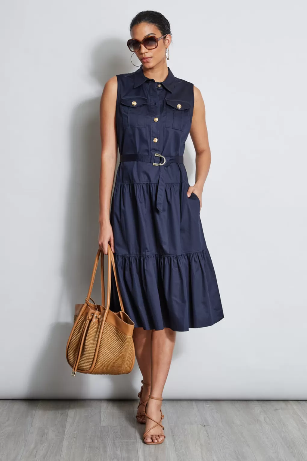 Outlet Elie Tahari Cotton Utility Dress STARGAZER