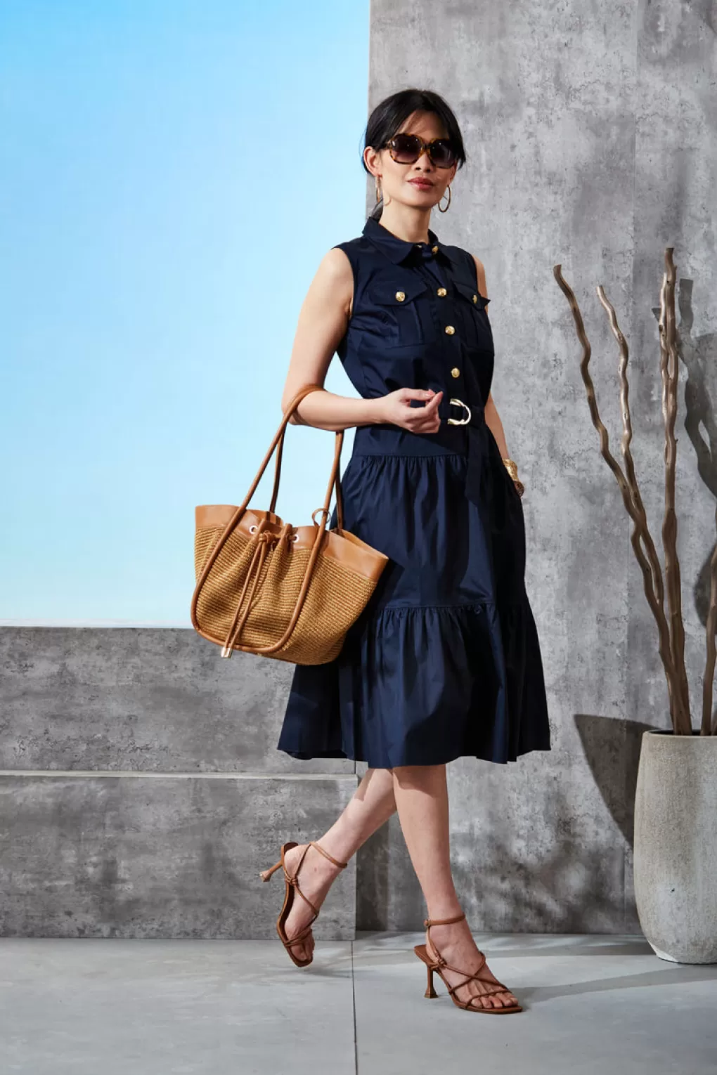 Outlet Elie Tahari Cotton Utility Dress STARGAZER