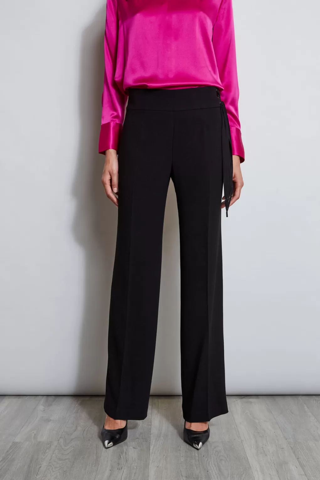 Outlet Elie Tahari Crepe Side Tie Pant BLACK