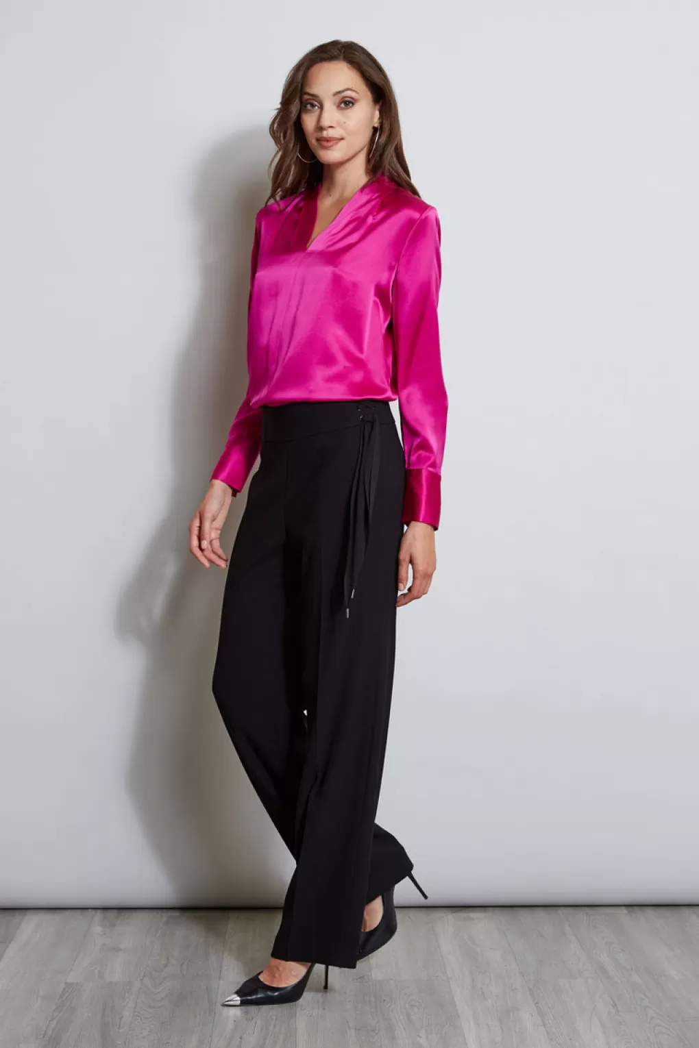 Outlet Elie Tahari Crepe Side Tie Pant BLACK