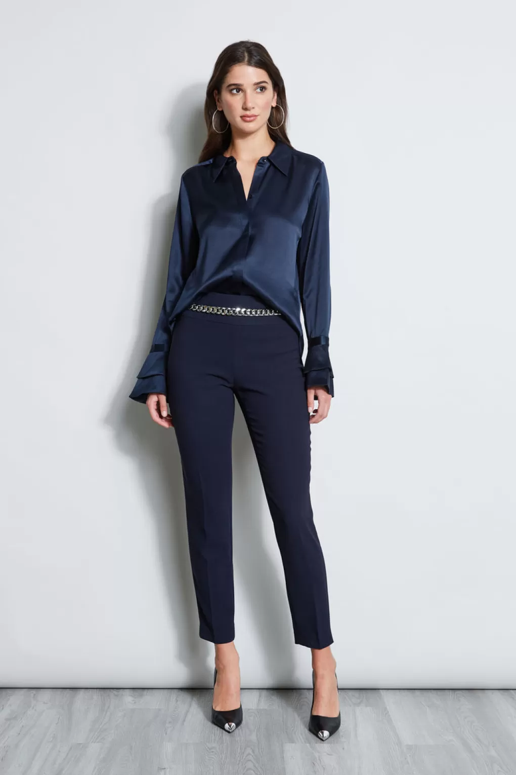 New Elie Tahari Crepe Slim Leg Pant STARGAZER