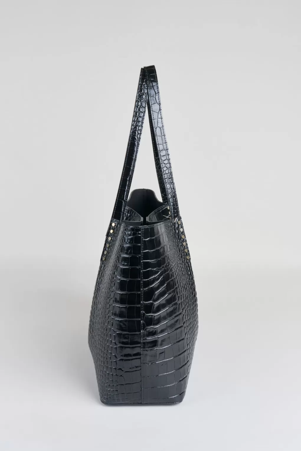 Best Elie Tahari Crocodile Embossed Leather Tote BLACK