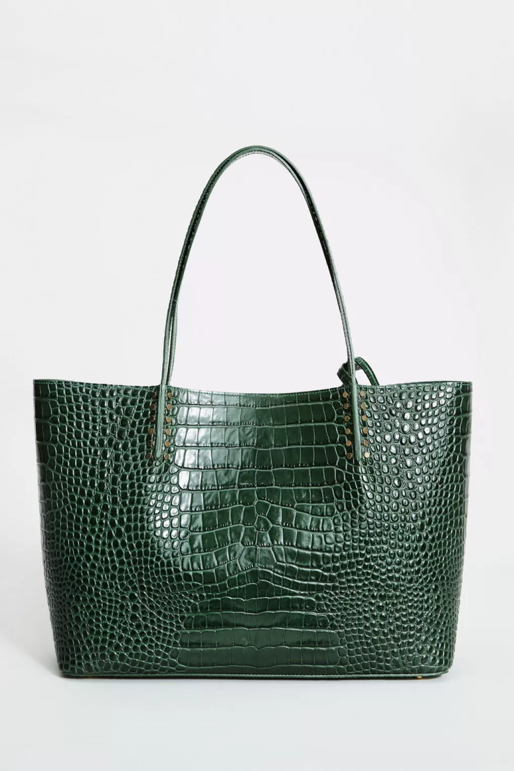 Cheap Elie Tahari Crocodile Embossed Leather Tote BOTTLE GREEN