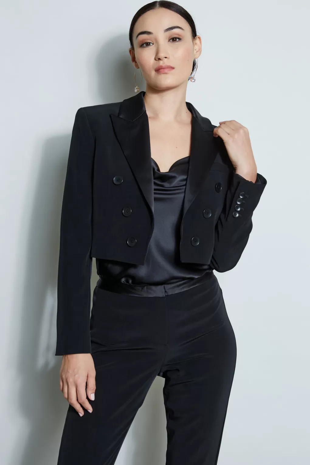 Cheap Elie Tahari Cropped Tuxedo Jacket BLACK