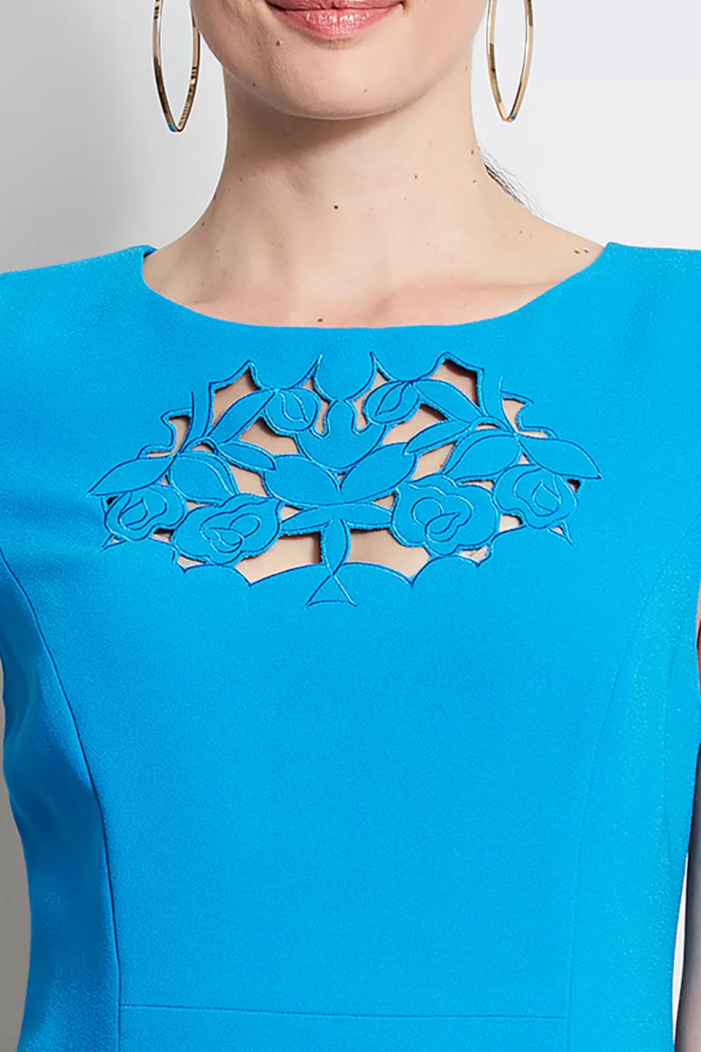 Best Elie Tahari Cut Out Embroidered Dress PERSIAN BLUE