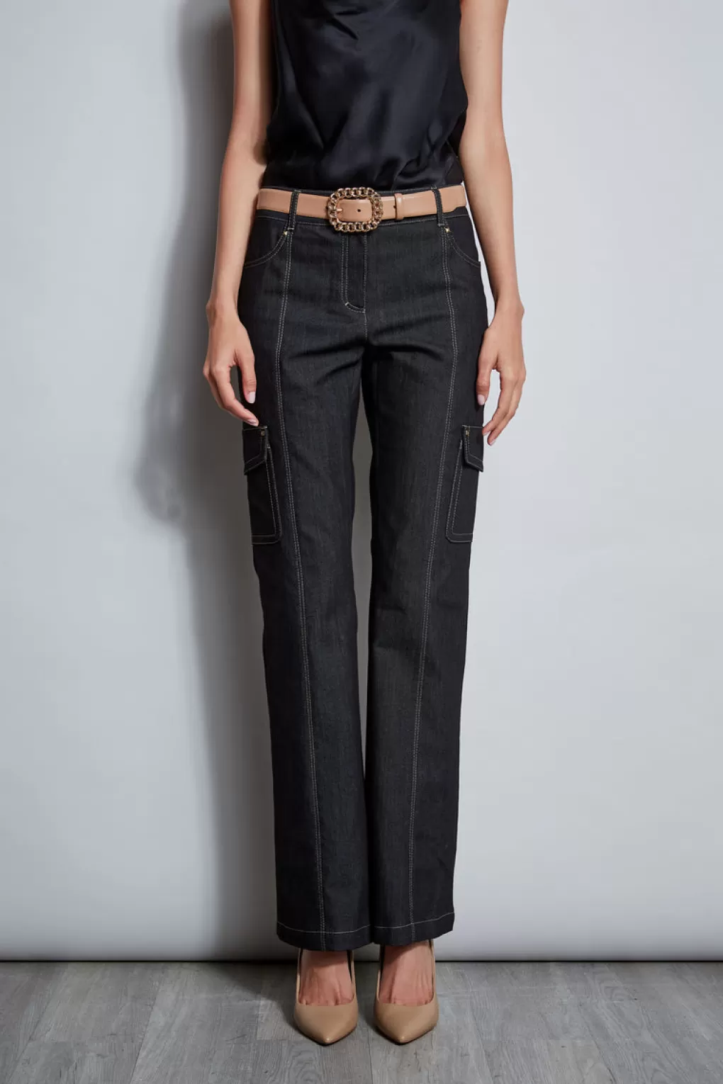 Best Sale Elie Tahari Denim Cargo Pant BLACK