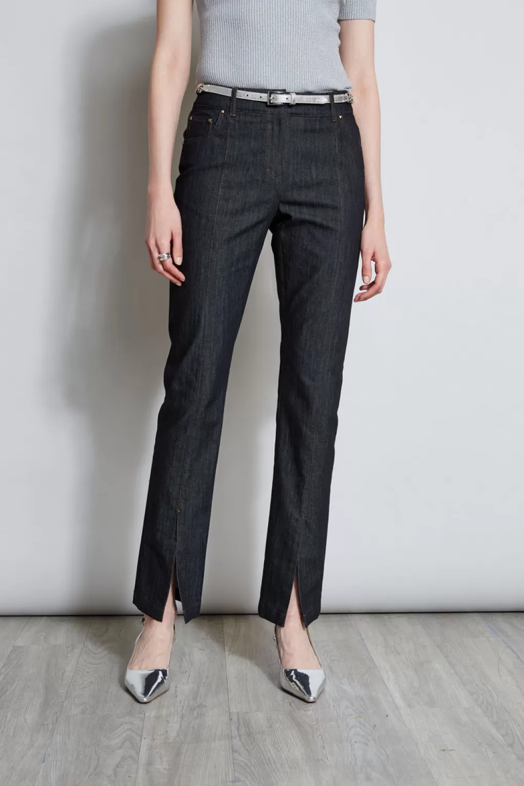 Shop Elie Tahari Denim Slit Front Jeans INDIGO