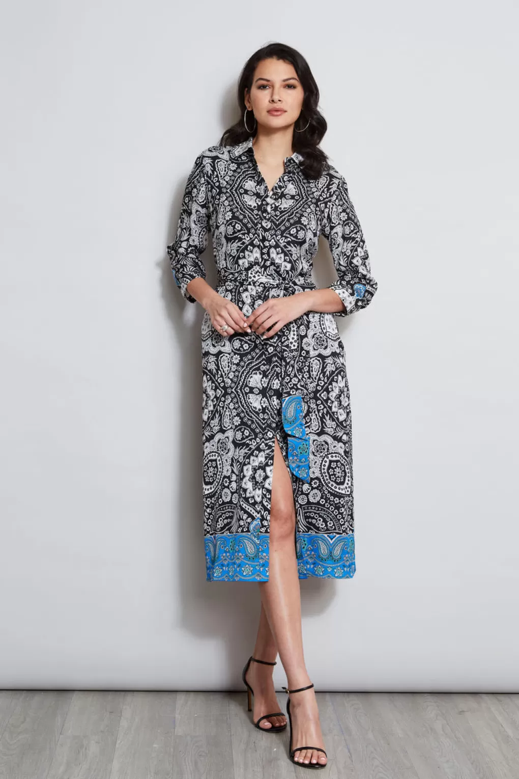 Best Sale Elie Tahari Eclipse Scarf Print Shirt Dress ECLIPSE FLORAL PRINT