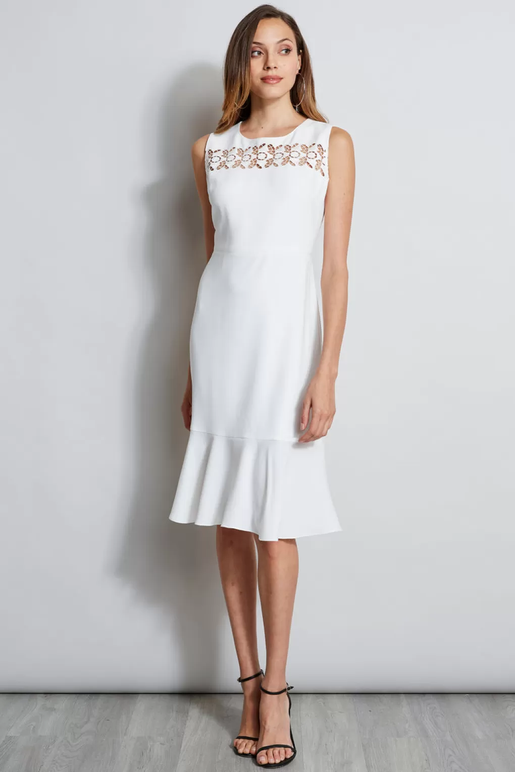 Best Sale Elie Tahari Embroidered Fit & Flare Dress FOAM