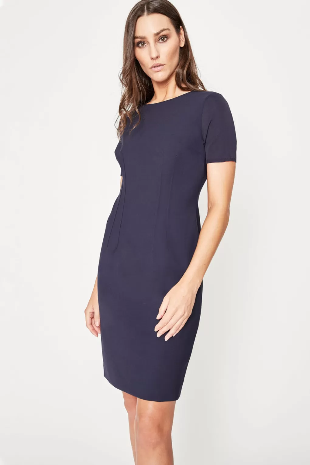 Clearance Elie Tahari Emory Short Sleeve Dress Navy Yard