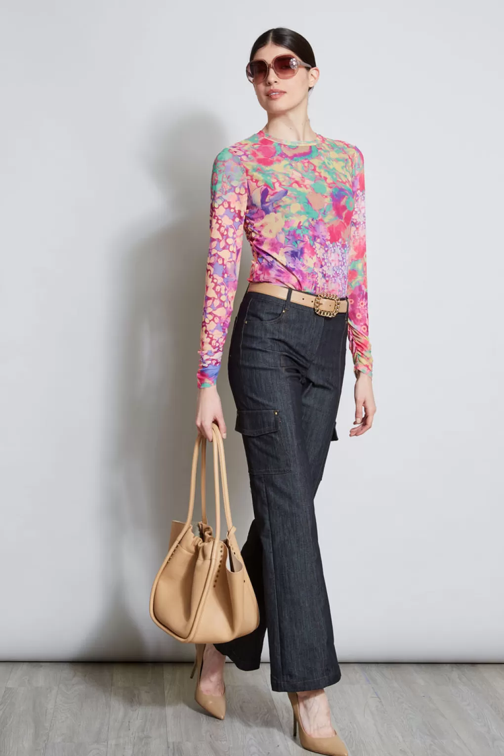 New Elie Tahari Field Floral Mesh Knit MULTI