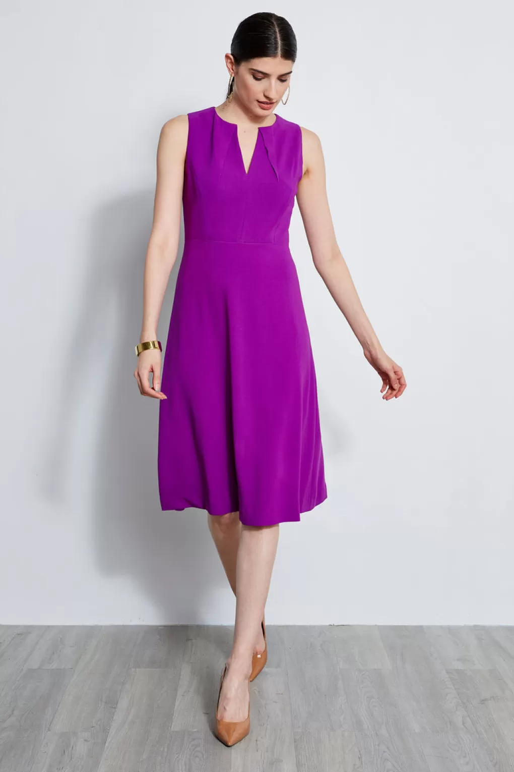 Cheap Elie Tahari Fit & Flare Dart Midi Dress WILD BERRY