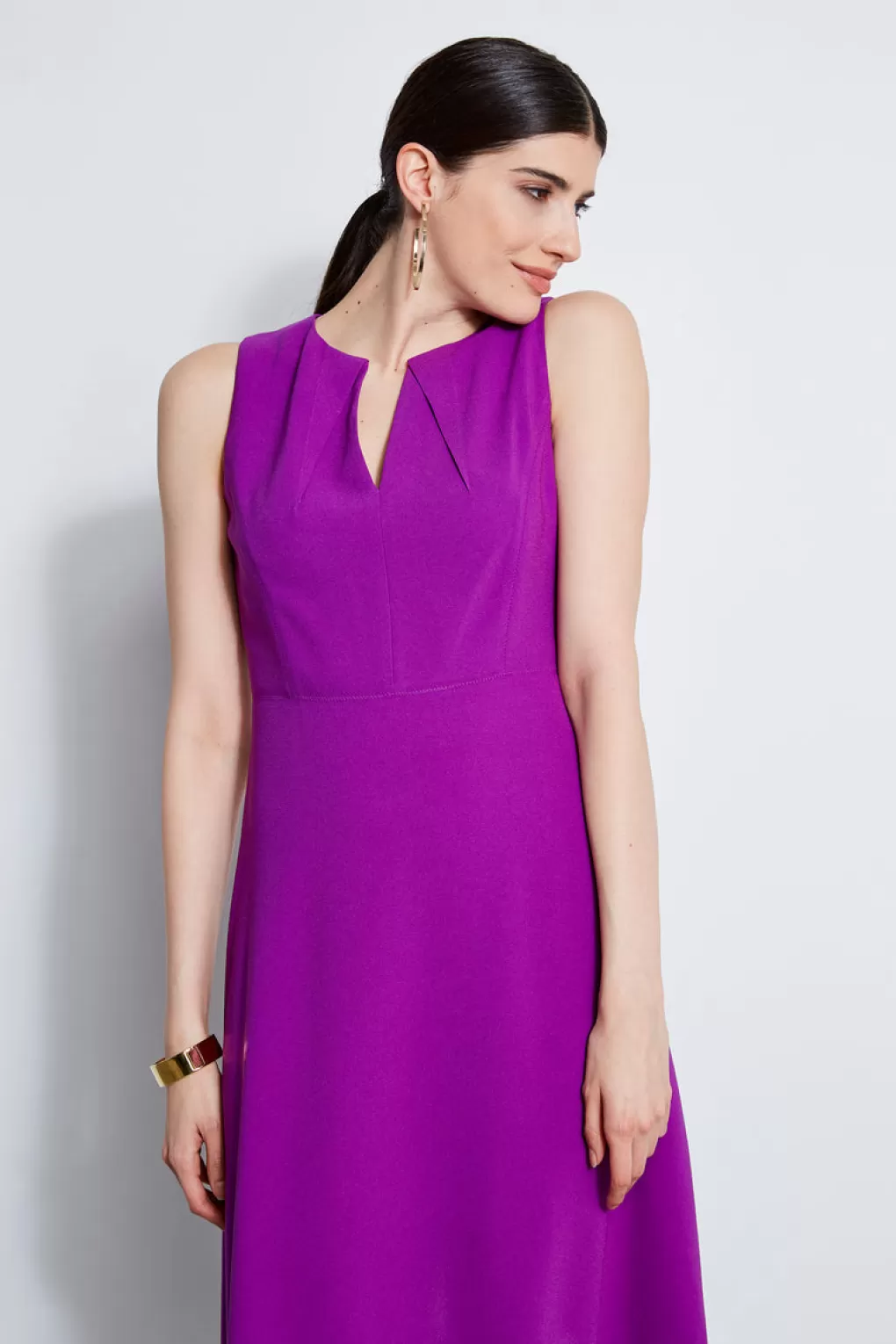 Cheap Elie Tahari Fit & Flare Dart Midi Dress WILD BERRY