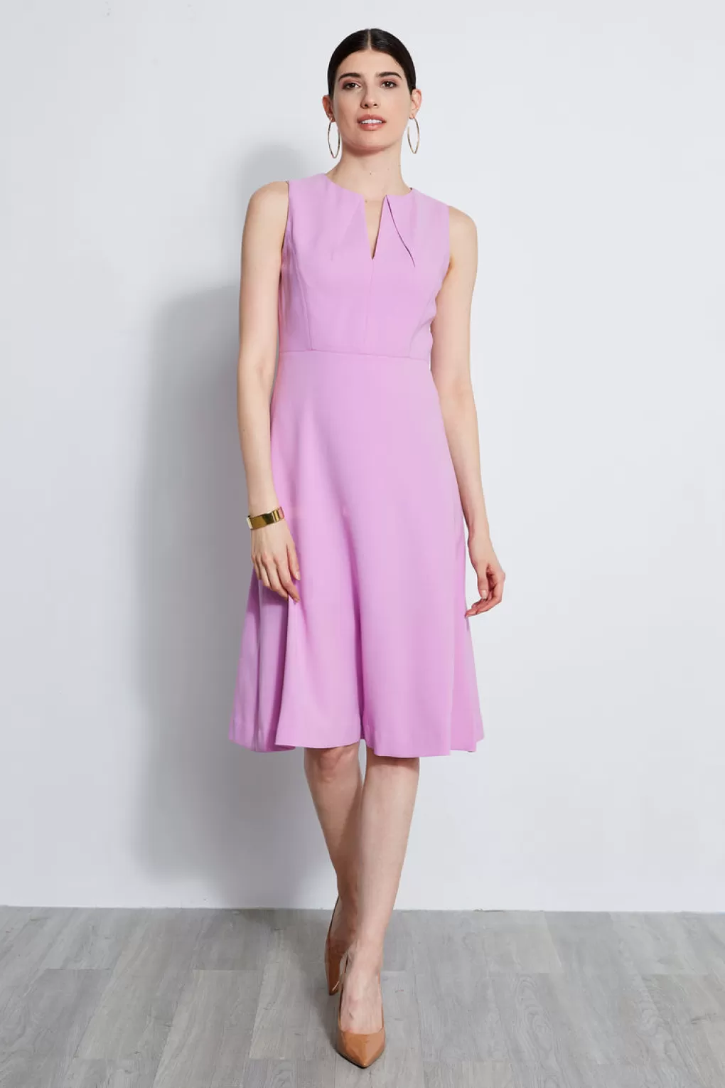 New Elie Tahari Fit & Flare Dart Midi Dress ORCHID