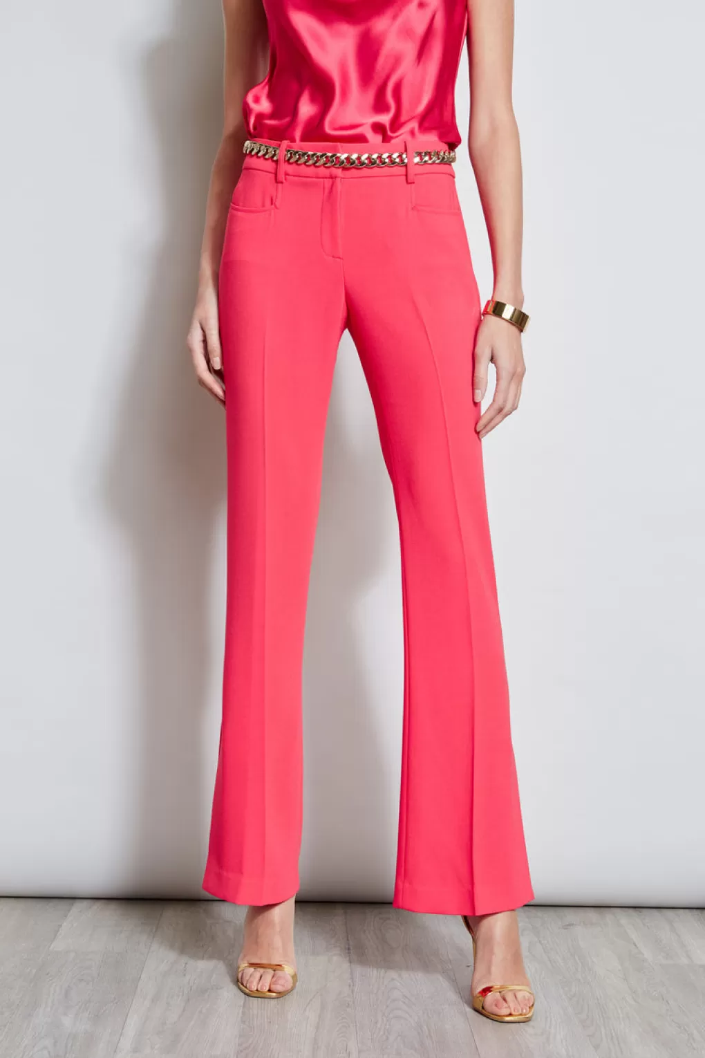 Hot Elie Tahari Fit & Flare Slit Pant WILD STRAWBERRY