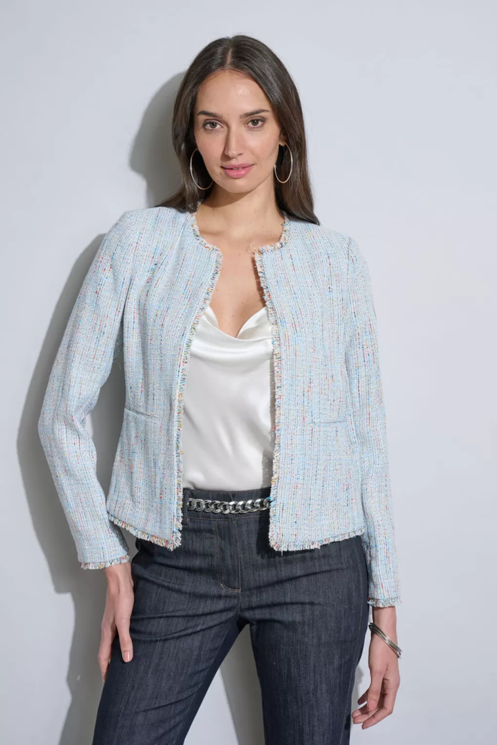 Shop Elie Tahari Fringe Edge Tweed Jacket GABBY TWEED