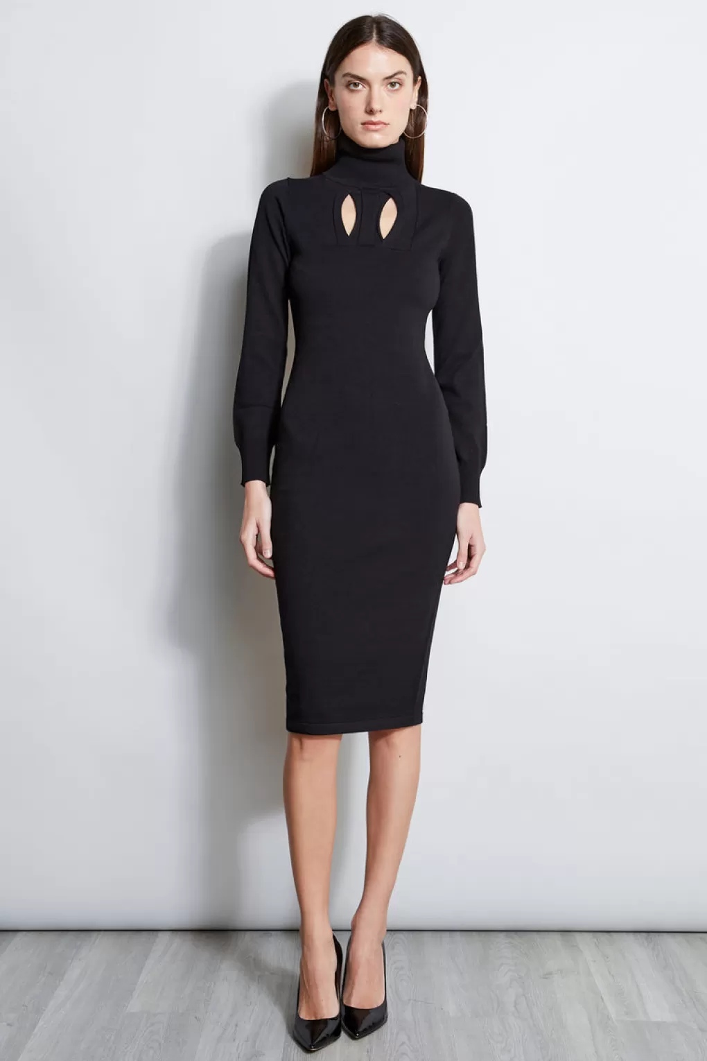 Fashion Elie Tahari Geometric Keyhole Dress BLACK