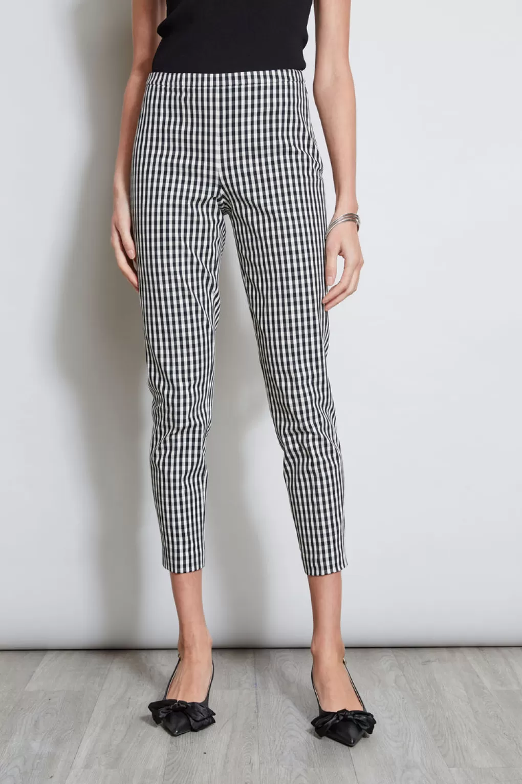 Fashion Elie Tahari Gingham Skinny Pant BLACK-WHITE