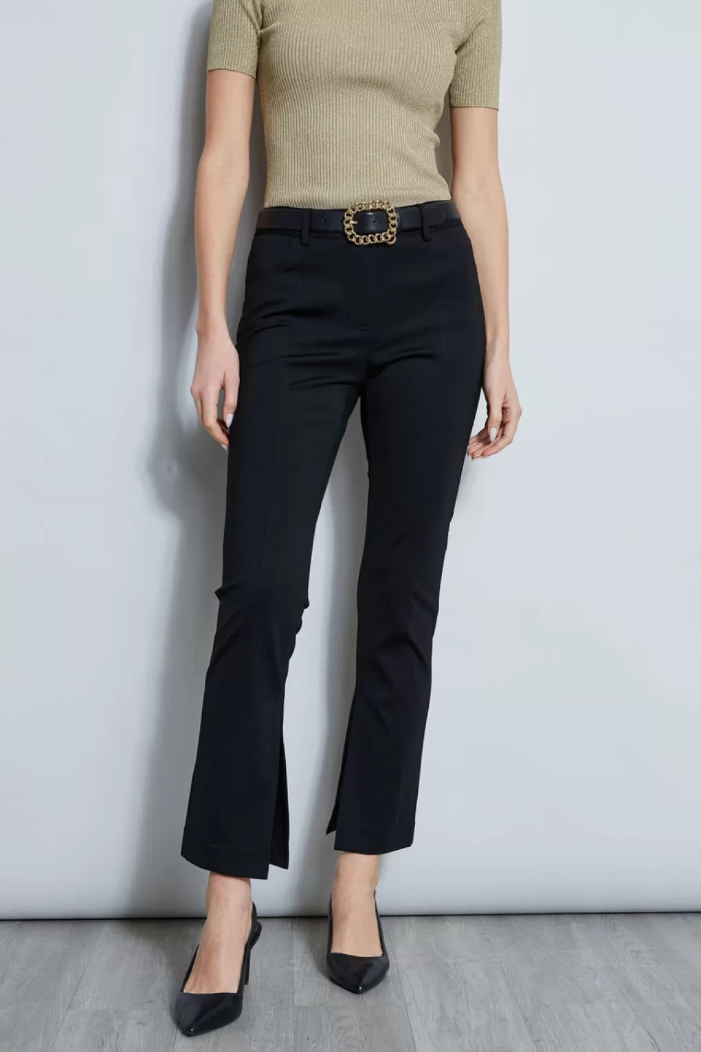 Shop Elie Tahari Inseam Slit Ponte Pant BLACK