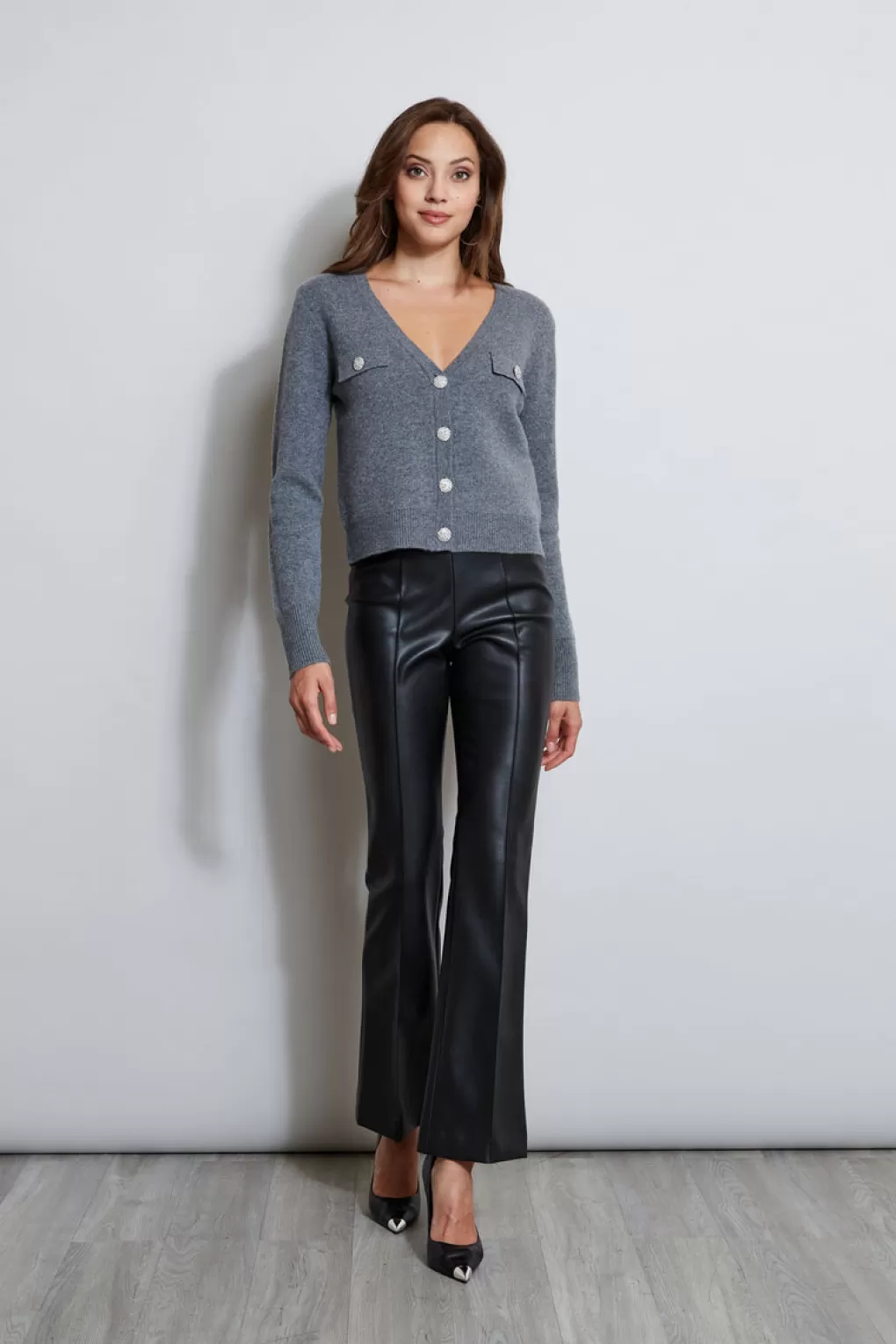 Online Elie Tahari Jewel Button Cardigan GREY MELANGE