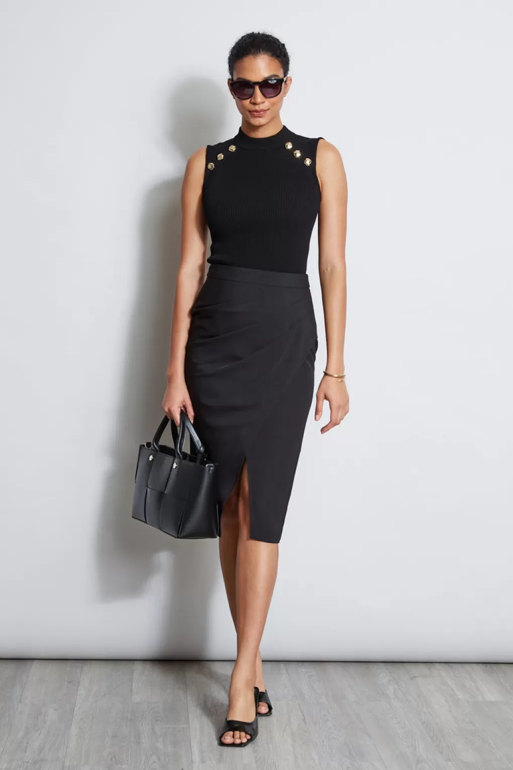 Flash Sale Elie Tahari Knit Wrap Skirt NOIR