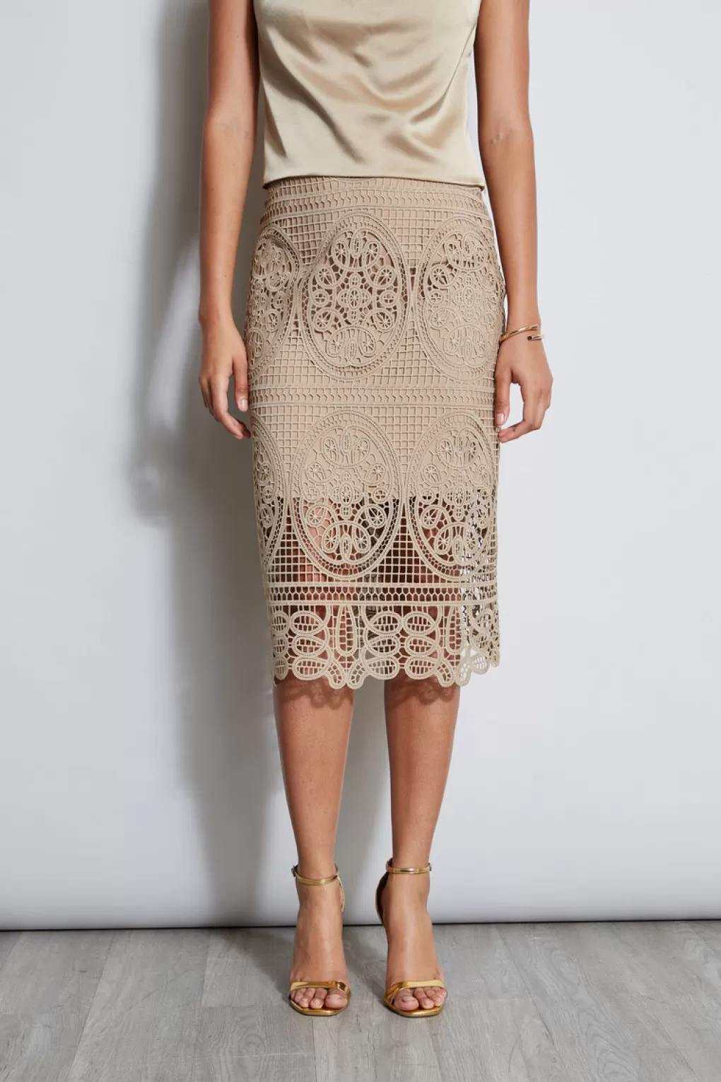 Store Elie Tahari Lace Skirt SANDCASTLE