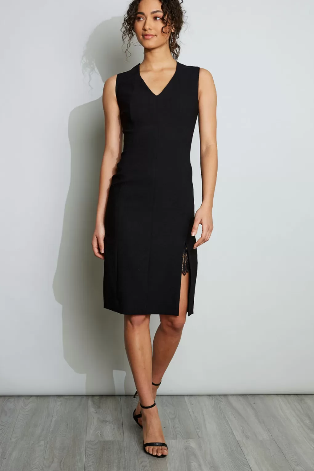 Fashion Elie Tahari Lace Slit Dress BLACK