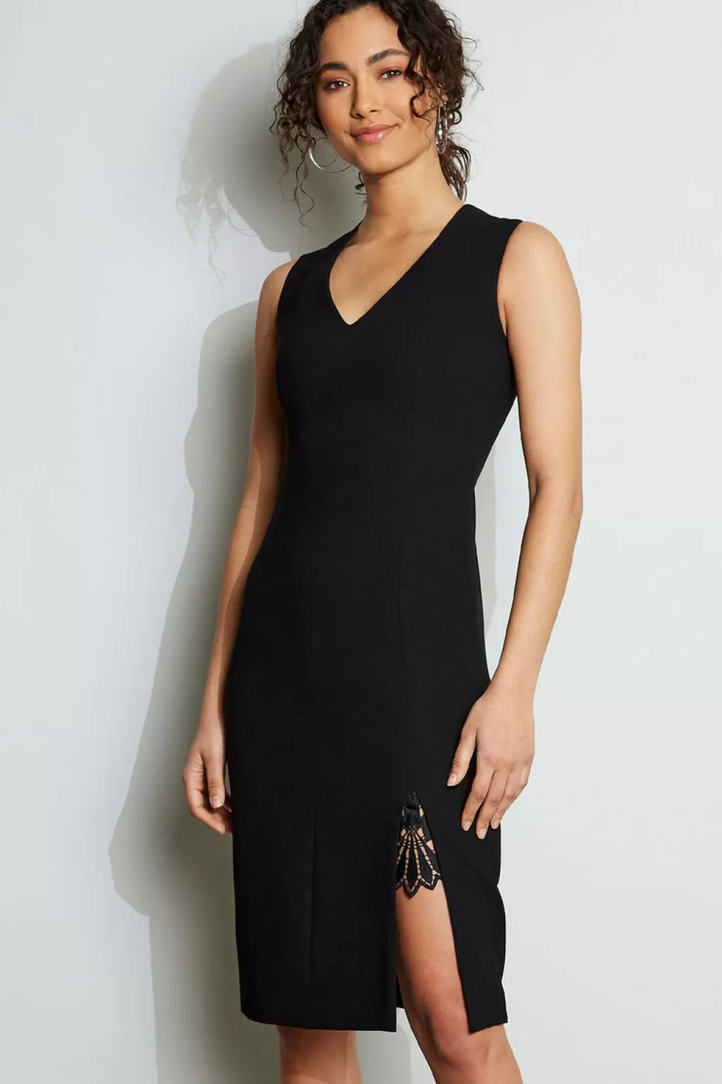 Fashion Elie Tahari Lace Slit Dress BLACK