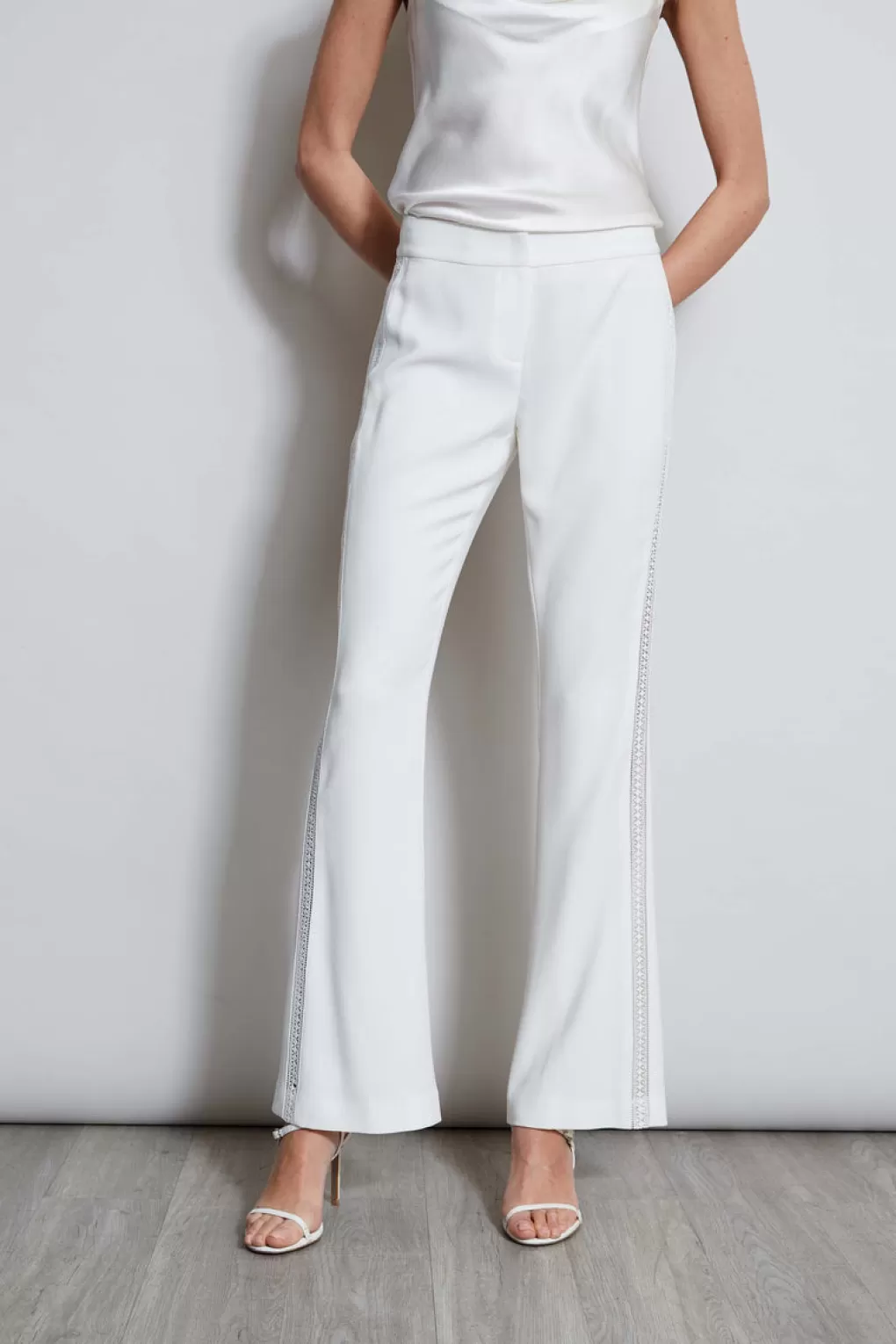 Cheap Elie Tahari Lace Trim Fit & Flare Pant FOAM