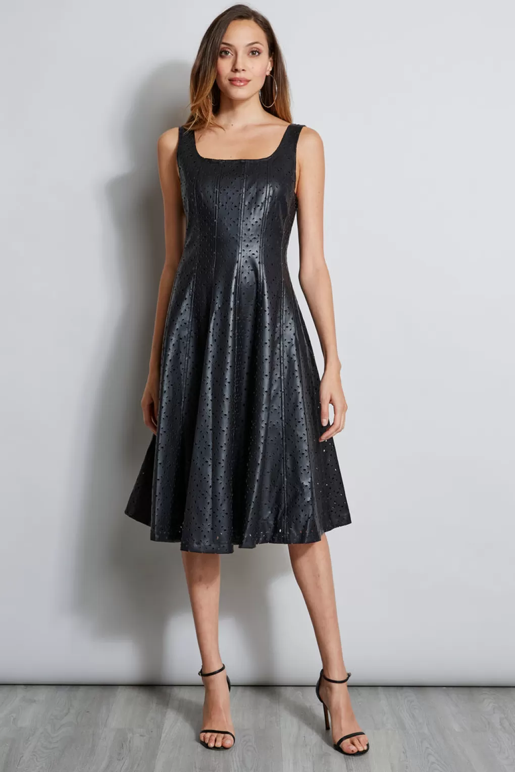 Sale Elie Tahari Laser Cut Vegan Dress NOIR