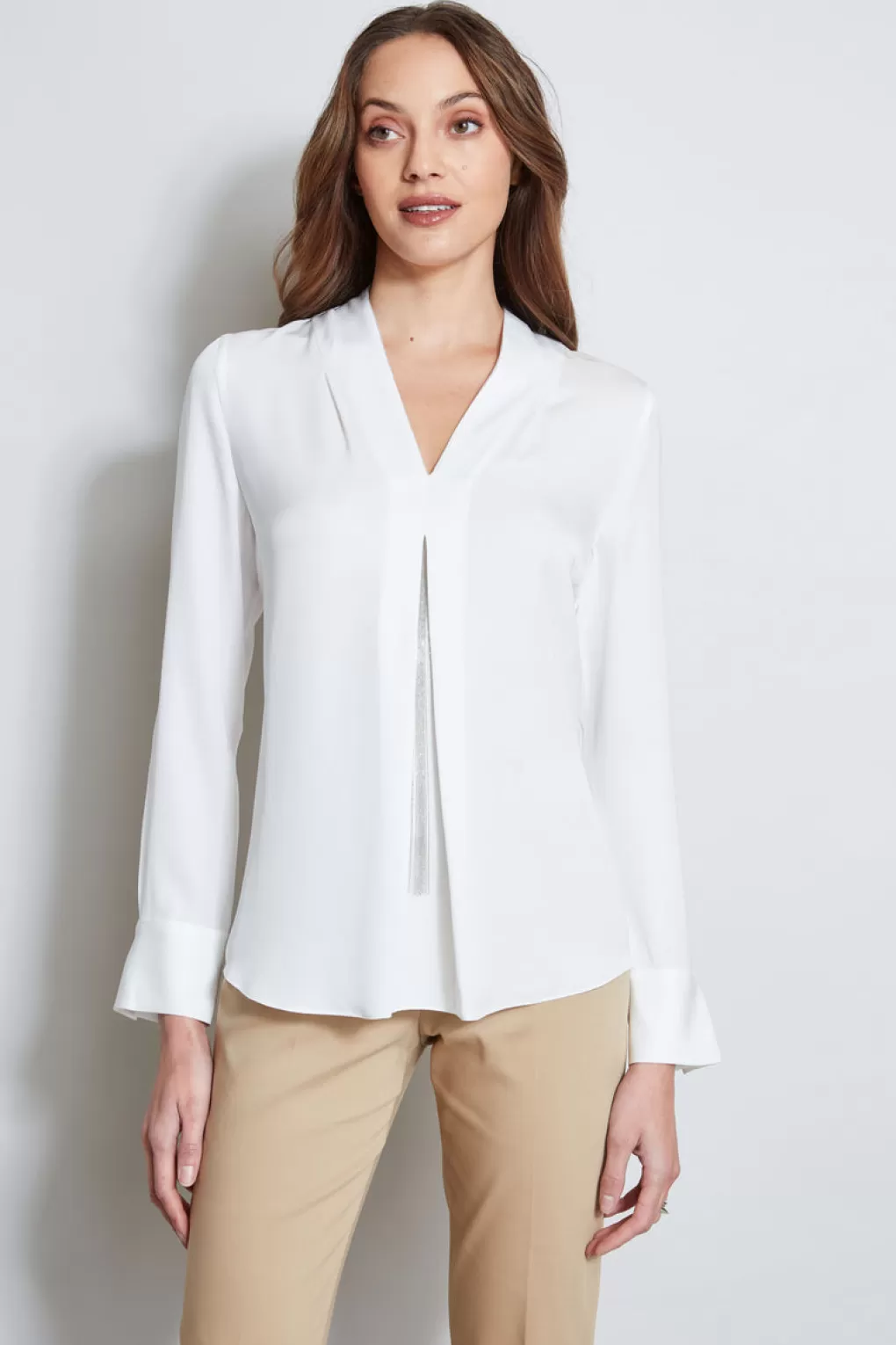 Best Sale Elie Tahari Long Sleeve Chain Shirt FRESH PEARL