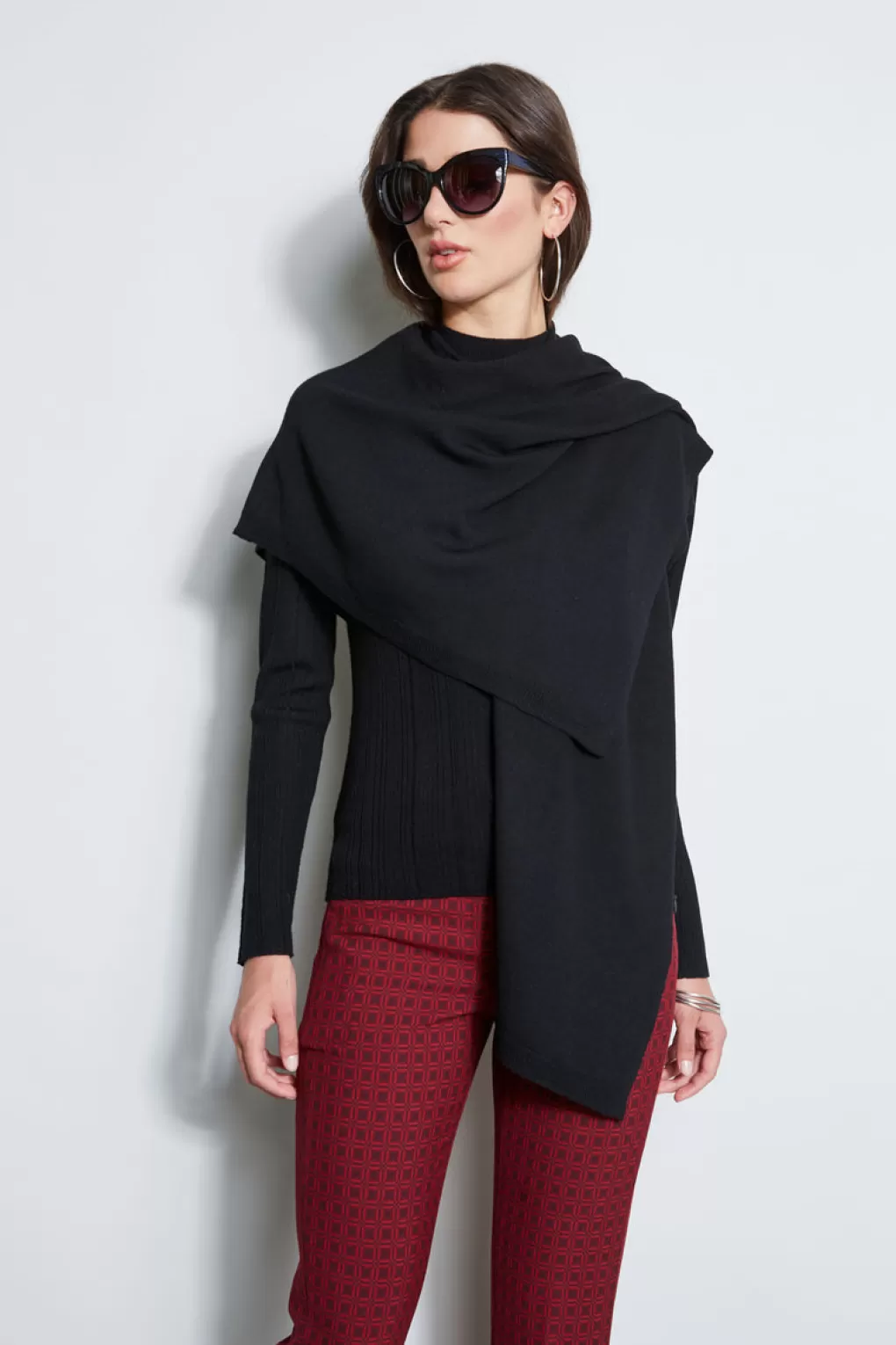 Clearance Elie Tahari Merino Wool Shawl BLACK